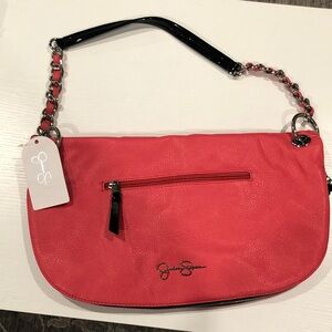 Jessica Simpson Coral-Red Chain Shoulder Bag